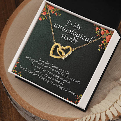 Unbiological Sister Interlocking Heart Necklace Gift Interlocking Hearts Necklace