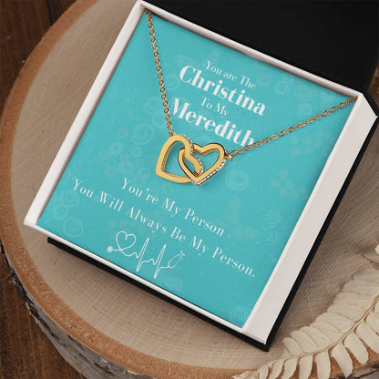 You Are The Cristina To My Meredith Joined Hearts Necklace Interlocking Hearts Necklace