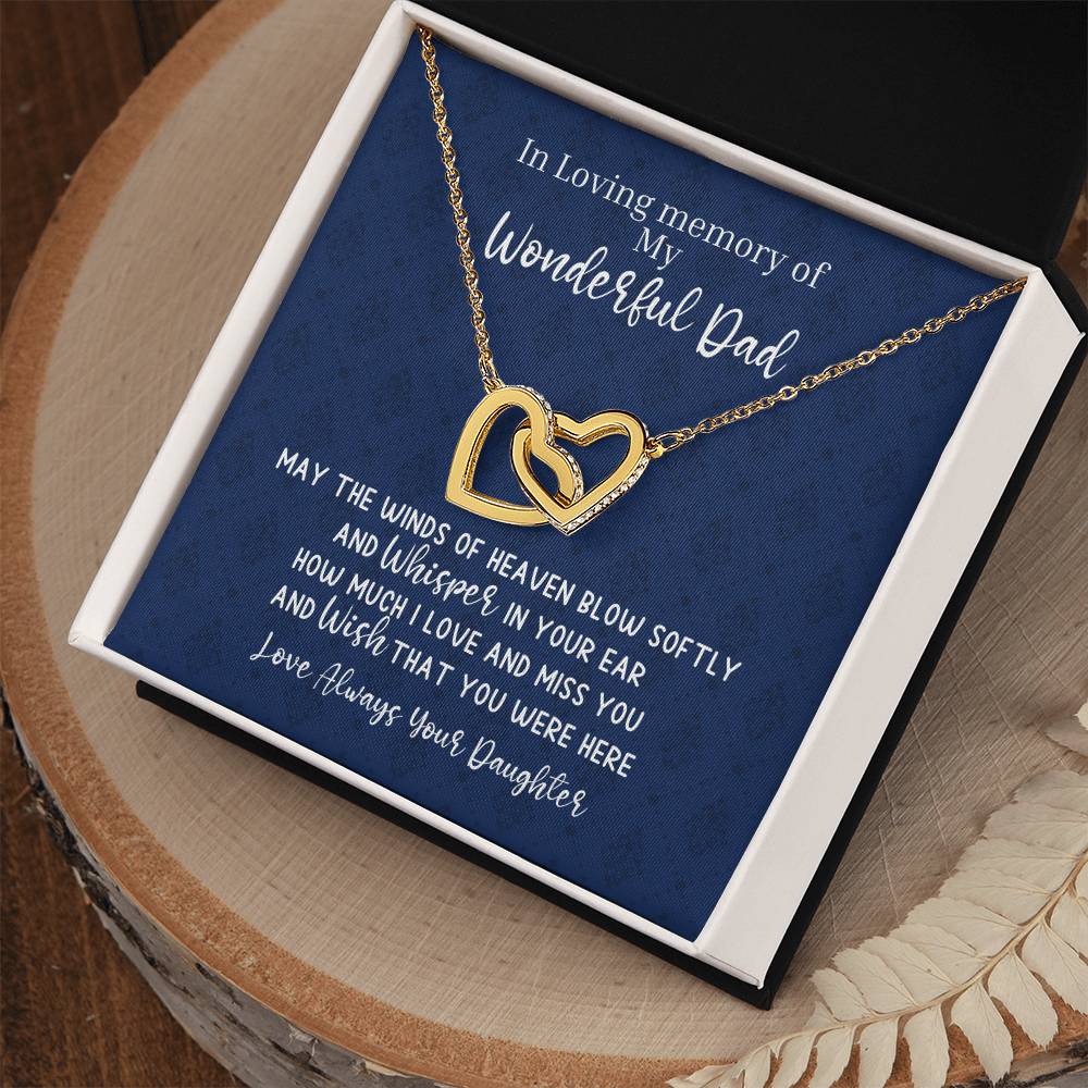 Dad Remembrance - 2 Hearts Necklace - Love Daughter Interlocking Hearts Necklace