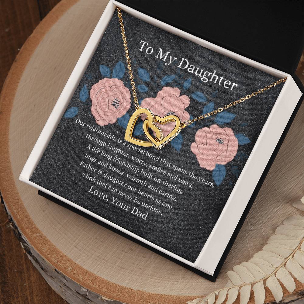Father To Daughter Hearts As One Necklace Interlocking Hearts Necklace