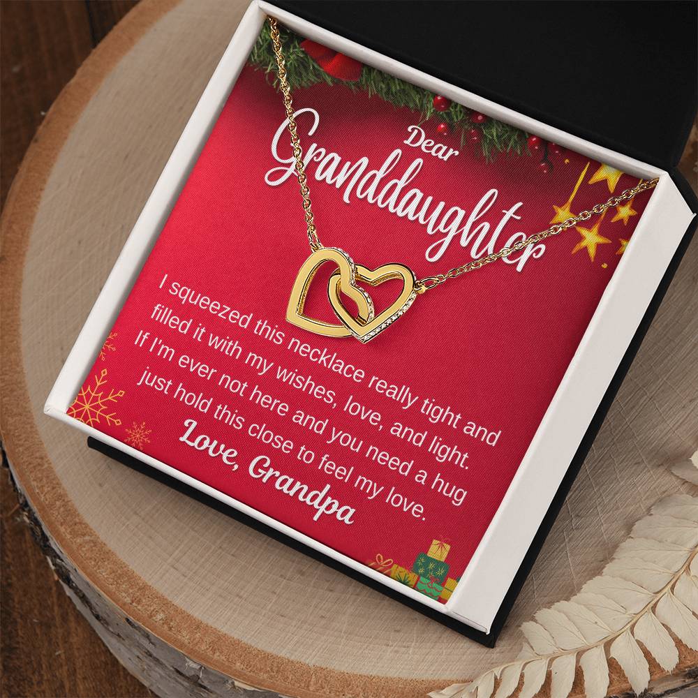 Christmas Gift For Granddaughter - Hold This Close To Feel My Love Interlocking Hearts Necklace