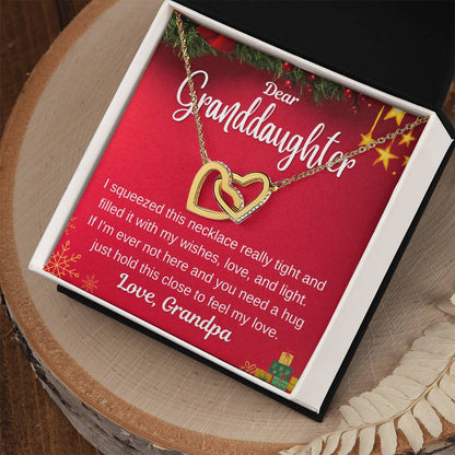 Christmas Gift For Granddaughter - Hold This Close To Feel My Love Interlocking Hearts Necklace