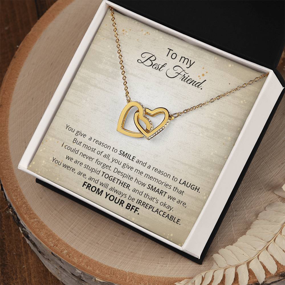 Best Friend - Reason To Smile Necklace Interlocking Hearts Necklace