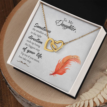 Collection Daughter -Sometimes The Smallest Step In The Right Derection - Interlocking Hearts Necklace