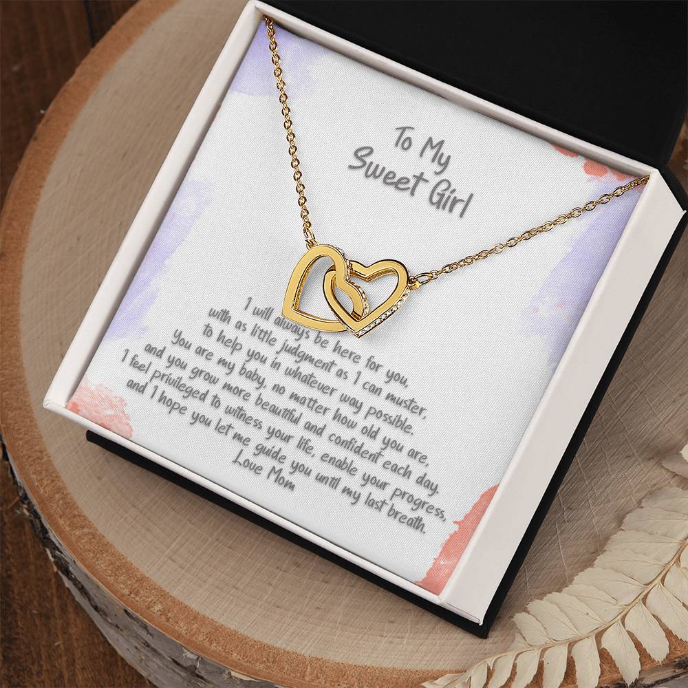 Daughter Sweet Girl You Are My Baby Hearts Locked Forever Necklace Interlocking Hearts Necklace