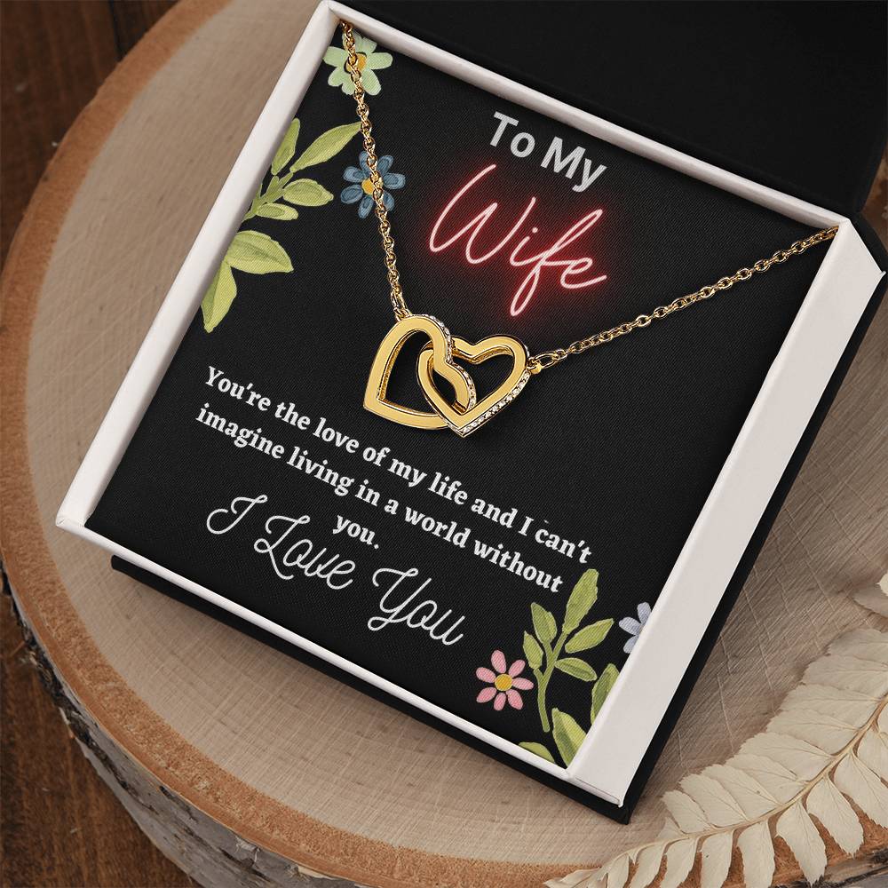 To My Wife Double Hearts Necklacegift For Wifei Love My Wife Love You Husband. Interlocking Hearts Necklace