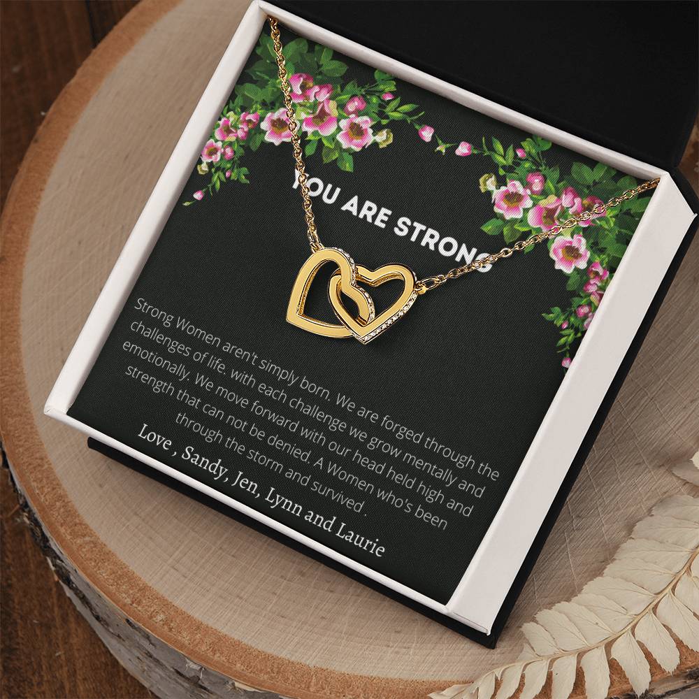 You Are Strong Interlocking Hearts Necklace