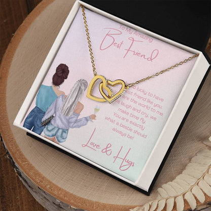 Amazing Best Friend - 2 Hearts Interlocking Hearts Necklace