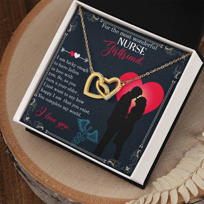 For The Most Wonderful Nurse Girlfriend - Interlocking Heart Necklace Interlocking Hearts Necklace