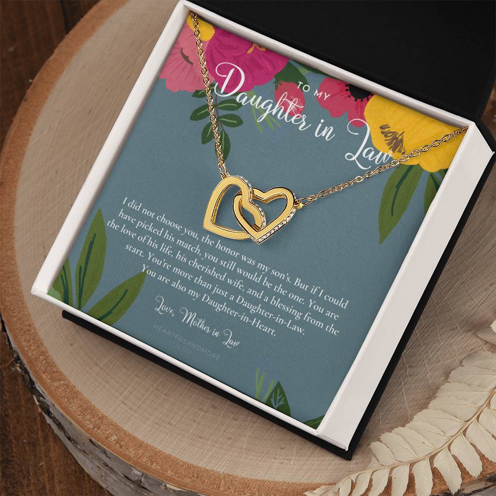 Daughter-In-Law Gift Necklace Wedding Gift Jewelry From Mother-In Law Gift For Bride Daughter-In-Heart Interlocking Hearts Necklace