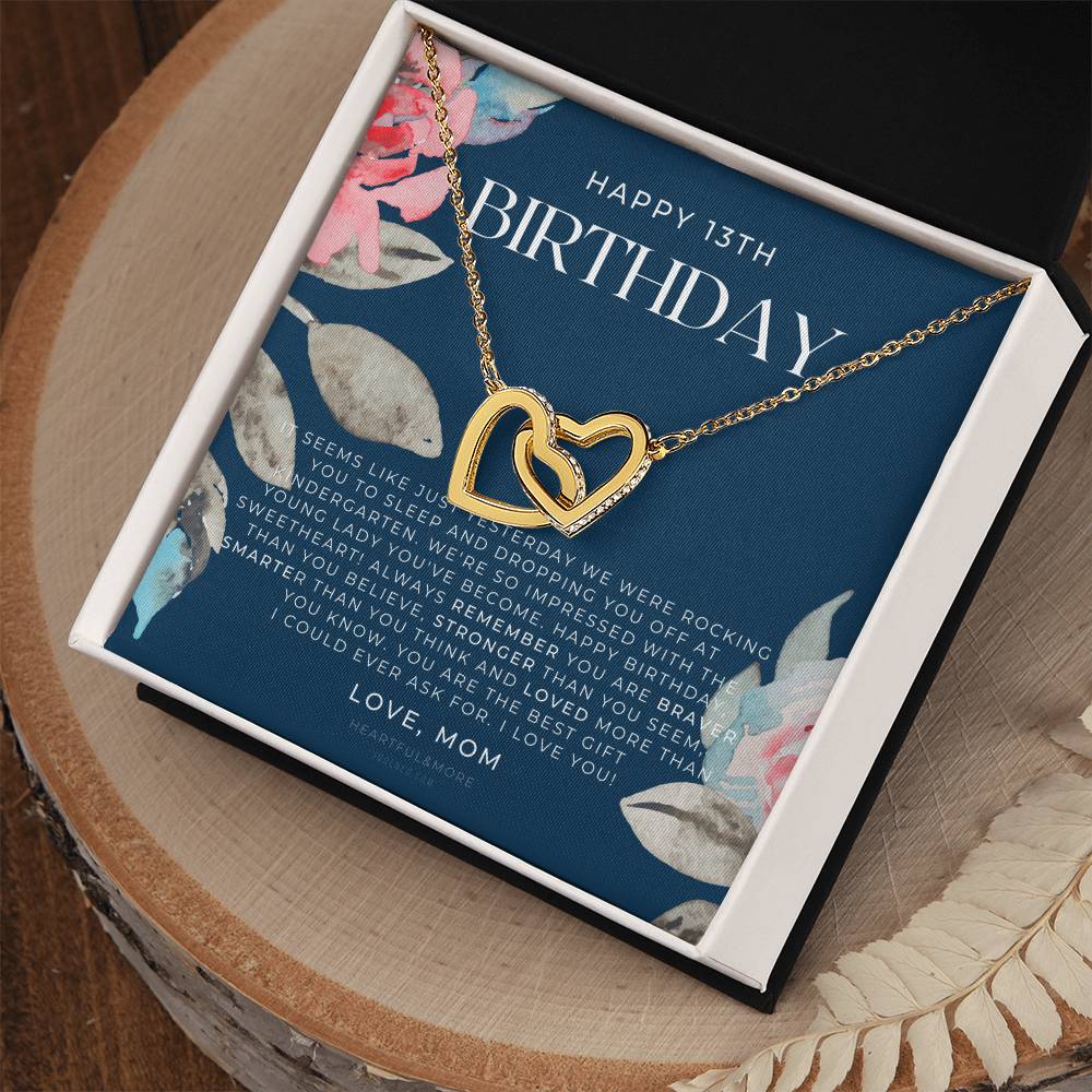 Gift For 13 Year Old Girl Gifts 13Th Birthday Girl 13Th Birthday Gift Thirteenth Birthday Necklace Teen Birthday Gift Official Teenager Interlocking Hearts Necklace