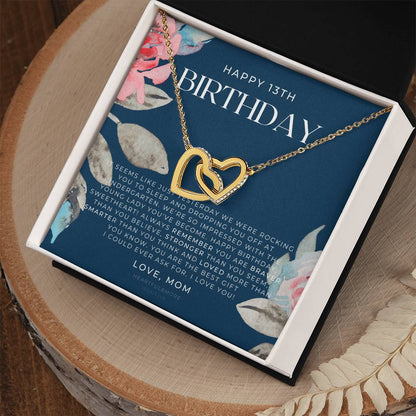 Gift For 13 Year Old Girl Gifts 13Th Birthday Girl 13Th Birthday Gift Thirteenth Birthday Necklace Teen Birthday Gift Official Teenager Interlocking Hearts Necklace
