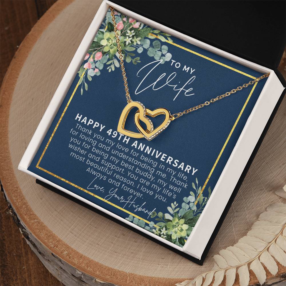 49Th Anniversary Gift For Wife 49Th Anniversary Gifts 49 Year Anniversary Gift Ideas 49 Year Wedding Anniversary Gift For Her Interlocking Hearts Necklace