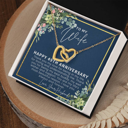 49Th Anniversary Gift For Wife 49Th Anniversary Gifts 49 Year Anniversary Gift Ideas 49 Year Wedding Anniversary Gift For Her Interlocking Hearts Necklace