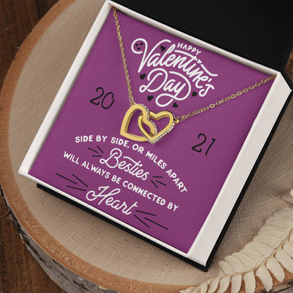 Besties Will Always Be Connected By Heart Interlocking Hearts Necklace