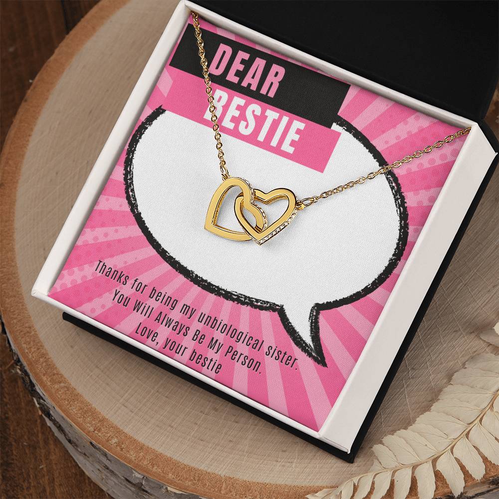 Dear Bestie Heart Necklace Interlocked Interlocking Hearts Necklace
