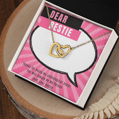 Dear Bestie Heart Necklace Interlocked Interlocking Hearts Necklace