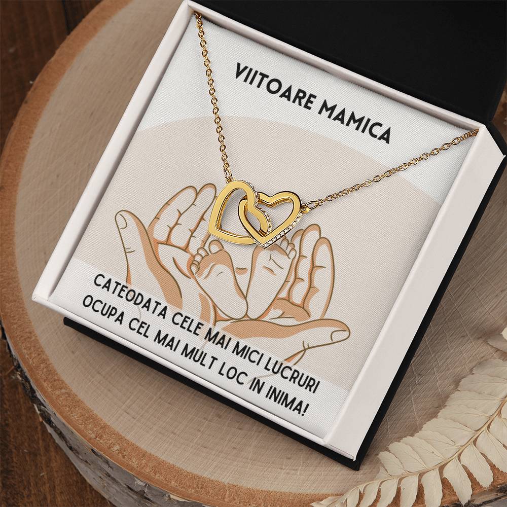 Colier Inimi Conectate Pentru Viitoare Mamica Interlocking Hearts Necklace