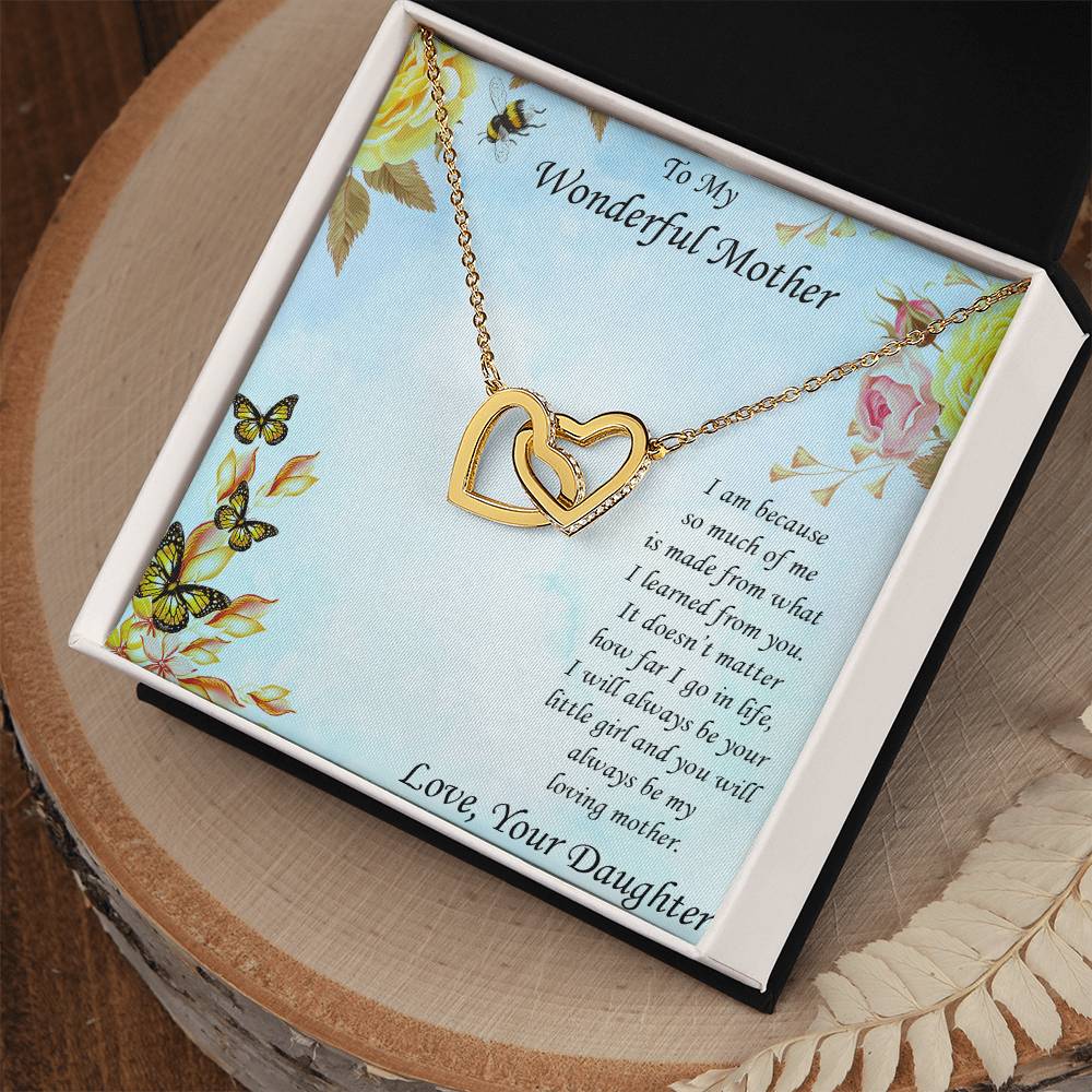 Beautiful Gold And Silver Interlocking Hearts Necklace Gift For Mother From Daughter