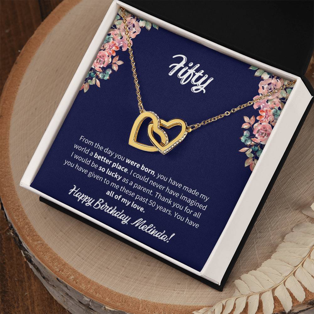 Fifty Birthday All Of My Love Interlocked Hearts Necklace Interlocking Hearts Necklace