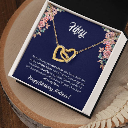Fifty Birthday All Of My Love Interlocked Hearts Necklace Interlocking Hearts Necklace