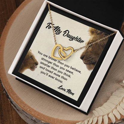 Gift For Daughter - You Are Braver - The Interlocking Heart Necklace Interlocking Hearts Necklace