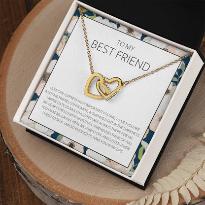 Best Friend Necklace - Bff Gift Jewelry Friends Forever Presents Heartfelt Card & Jewelry Gift For Birthday Holidays And More Interlocking Hearts Necklace