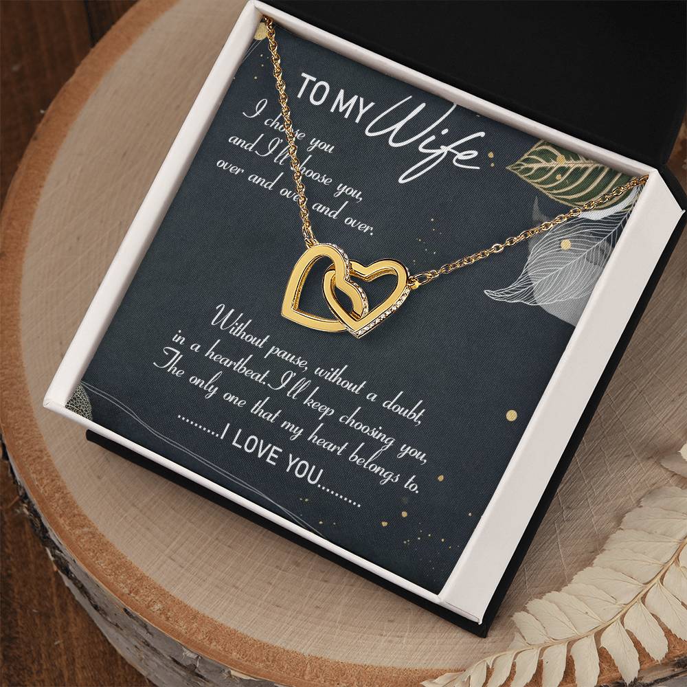 To My Wife Interlocking Hearts Necklace Message Card