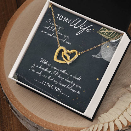 To My Wife Interlocking Hearts Necklace Message Card