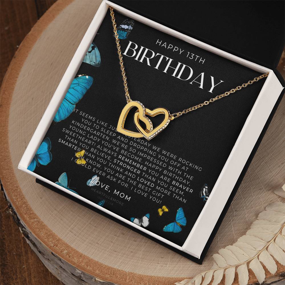 Gift For 13 Year Old Girl Gifts 13Th Birthday Girl 13Th Birthday Gift Thirteenth Birthday Necklace Teen Birthday Gift Official Teenager Interlocking Hearts Necklace