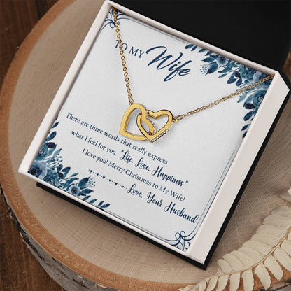 To My Wife Interlocking Hearts Necklace Message Card