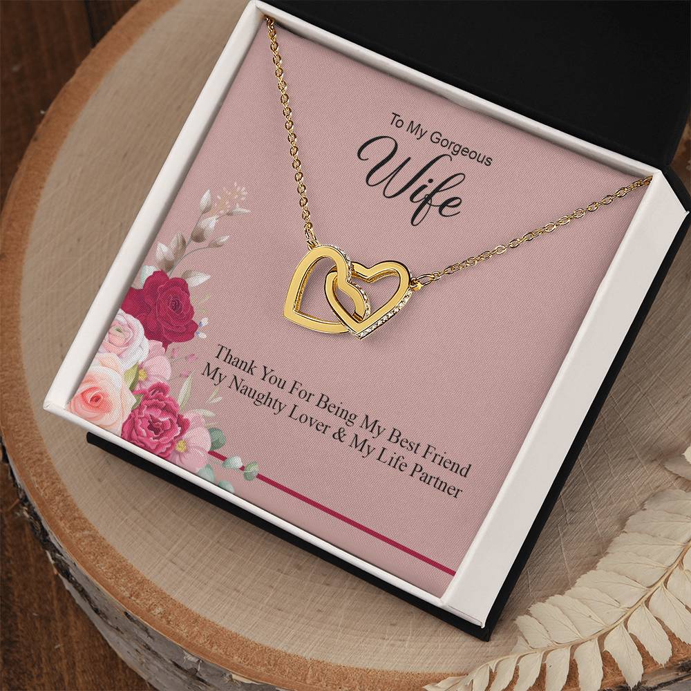 To My Wonderful Wife Love From Soulmate Love For Partner Interlocking Hearts Necklace
