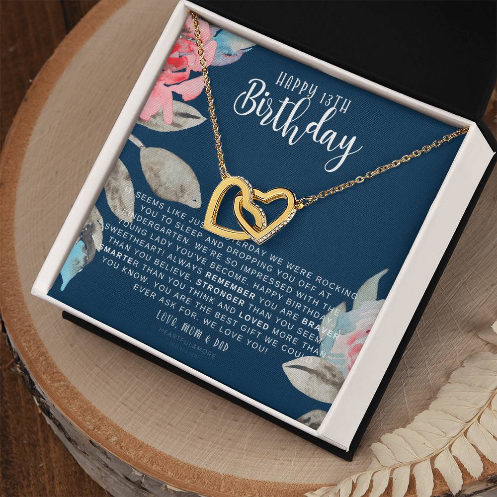 Gift For 13 Year Old Girl Gifts 13Th Birthday Girl 13Th Birthday Gift Thirteenth Birthday Necklace Teen Birthday Gift Official Teenager Interlocking Hearts Necklace