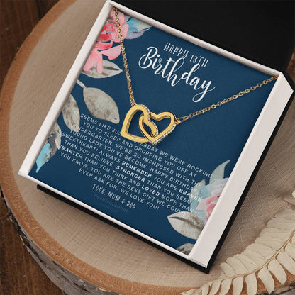 Gift For 13 Year Old Girl Gifts 13Th Birthday Girl 13Th Birthday Gift Thirteenth Birthday Necklace Teen Birthday Gift Official Teenager Interlocking Hearts Necklace