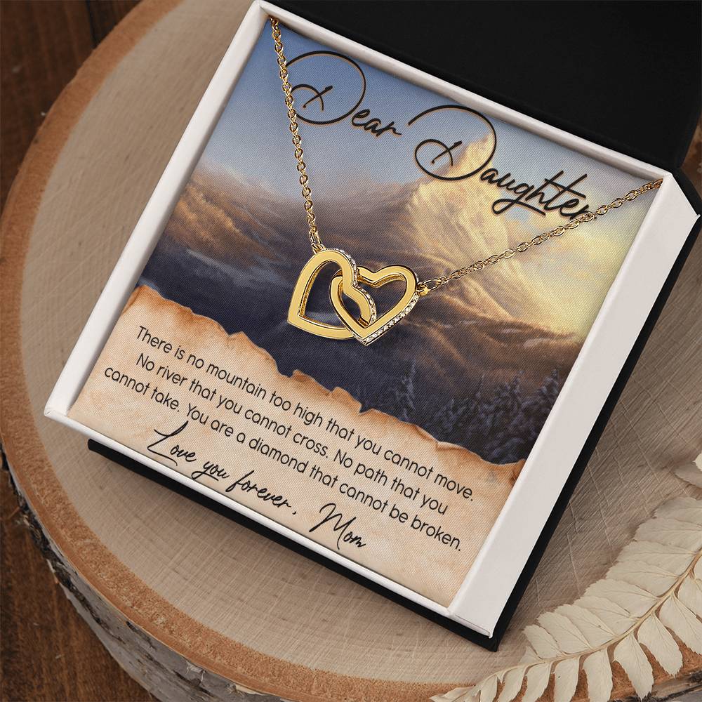 Dear Daughter Interlocking Hearts Necklace Message Card