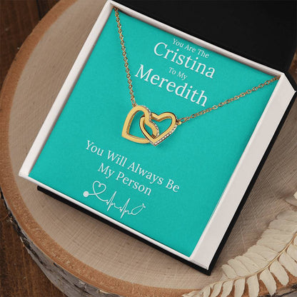 You Are The Cristina To My Meredith Necklace Interlocking Hearts Necklace