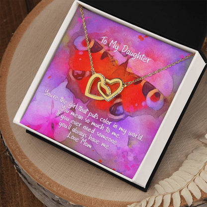 Daughter Color In My World - Hearts Necklace Interlocking Hearts Necklace