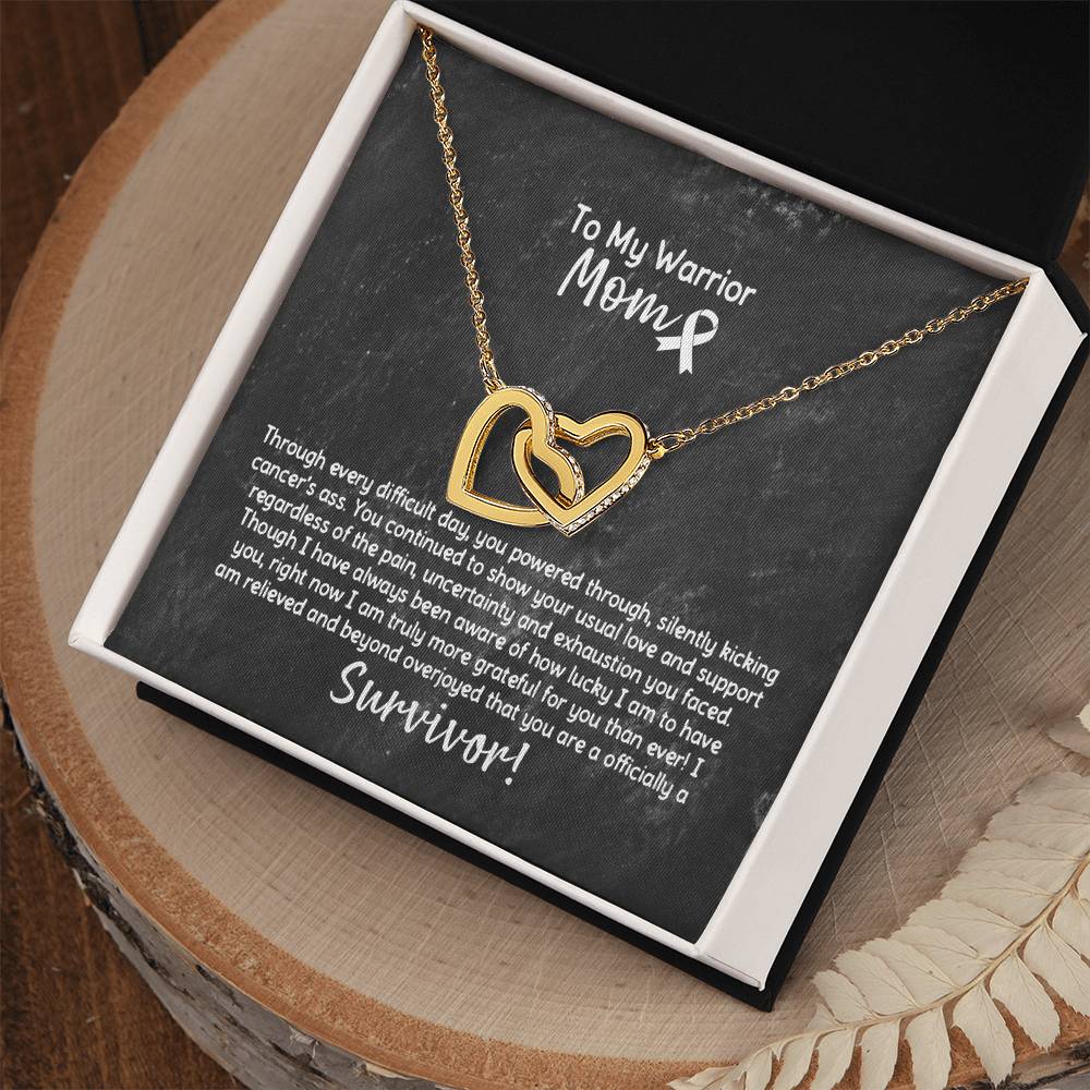 Warrior Mom Survivor Necklace Interlocking Hearts Necklace