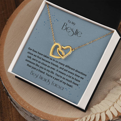 Bestie Different Directions Necklace Interlocking Hearts Necklace