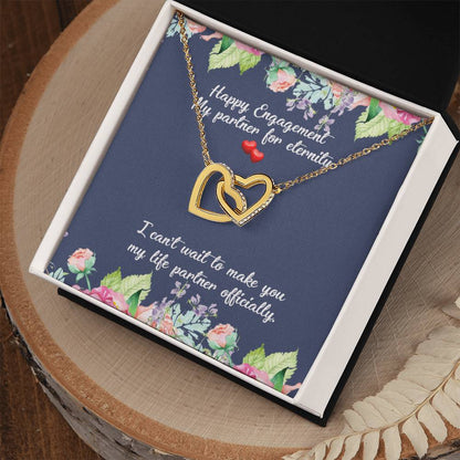 Engagement Gift For Fiancée Interlocking Hearts Necklace