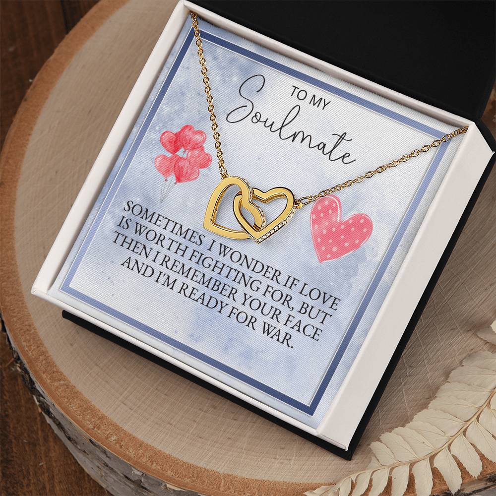 Valentine'S Special To My Soulmate Necklace Interlocking Hearts Necklace