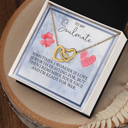 Valentine'S Special To My Soulmate Necklace Interlocking Hearts Necklace