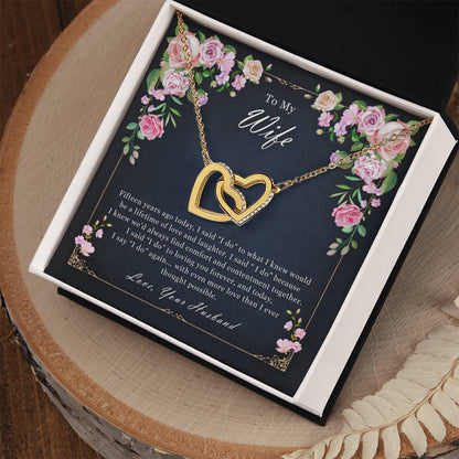 To My Wife 15Th Wedding Anniversary Interlocked Hearts Necklace Interlocking Hearts Necklace