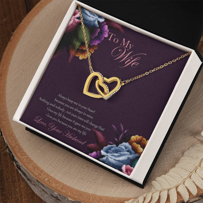 To My Wife Necklace Gift Set Interlocking Hearts Necklace
