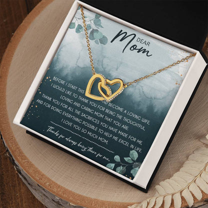 Dear Mom Interlocking Hearts Necklace Message Card
