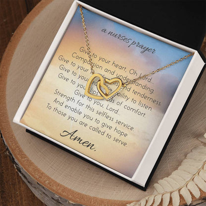 A Nurse Prayer Interlocking Hearts Necklace