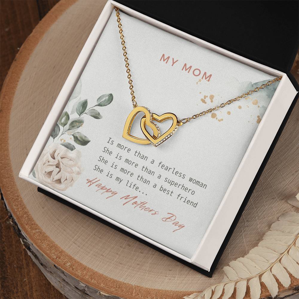 Double Heart - My Mom Is My Life Interlocking Hearts Necklace