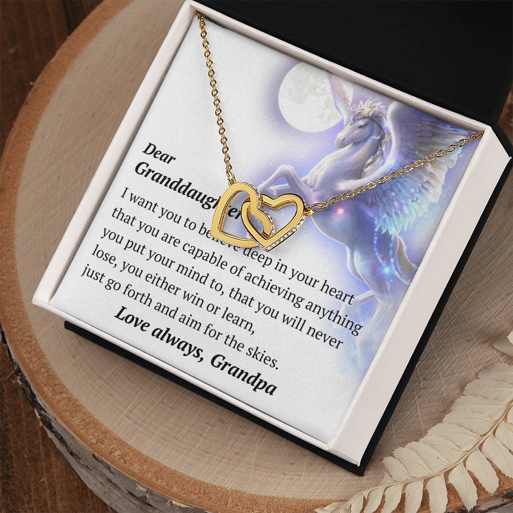 Dear Granddaughter Pegasus Necklace Interlocking Hearts Necklace