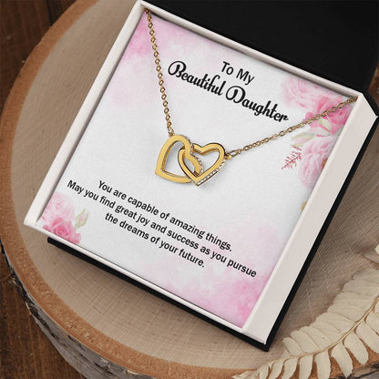 Daughter Grduation Two Hearts Interlocking Hearts Necklace