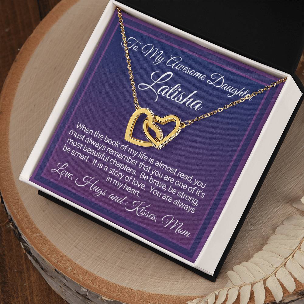 Awesome Daughter Necklace Gift From Mom Interlocking Hearts Necklace